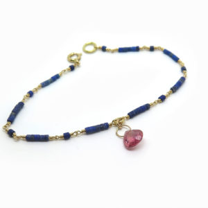 Bracelet fin en or et lapis lazuli