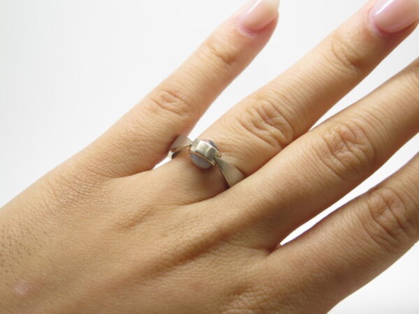 bague en jaspe rose et agate bleu
