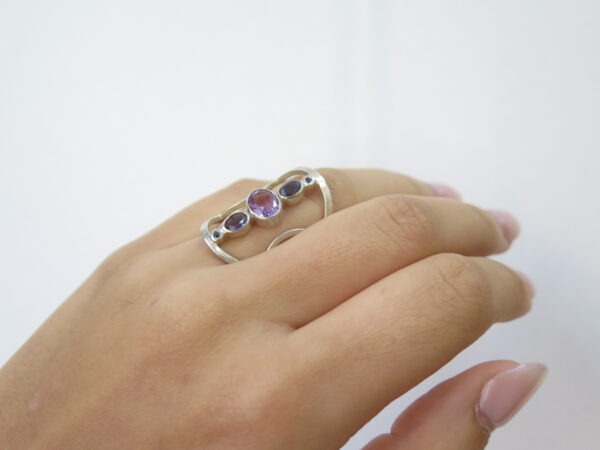 bague Argent, Améthyste, Iolites et Saphirs