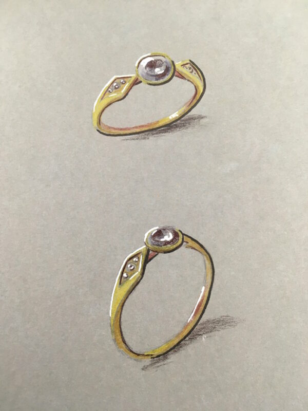 solitaire sur mesure diamant palmettes