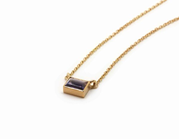 Collier chaine or rose et pierre rectangle