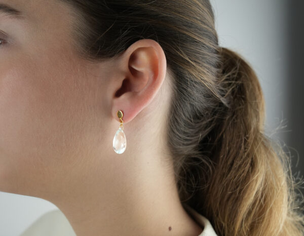 Boucles d'oreilles or jaune et aigue marine