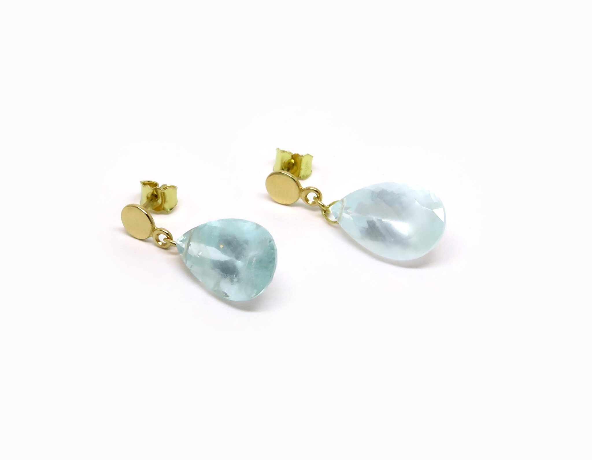 Boucles D'oreilles Vintage Argent Aigue-marine – Style Art Nouveau – Dormeuses