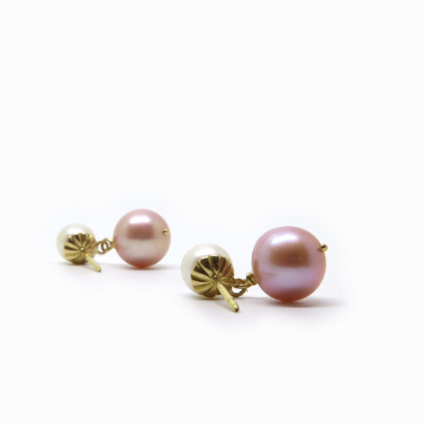 pendants d'oreilles or jaune et perles