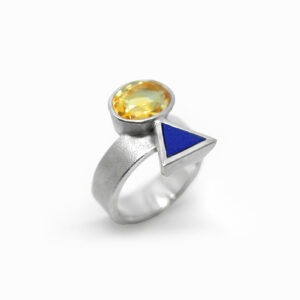 Bague Cairn Argent, Citrine et Lapis lazuli