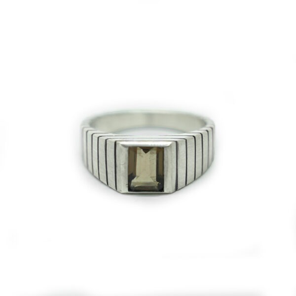 Chevalière homme en quartz fumé sur mesure