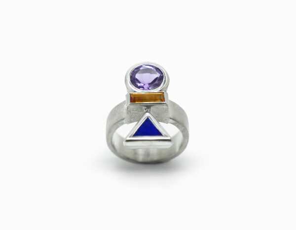 Bague géométrique en pierres naturelles