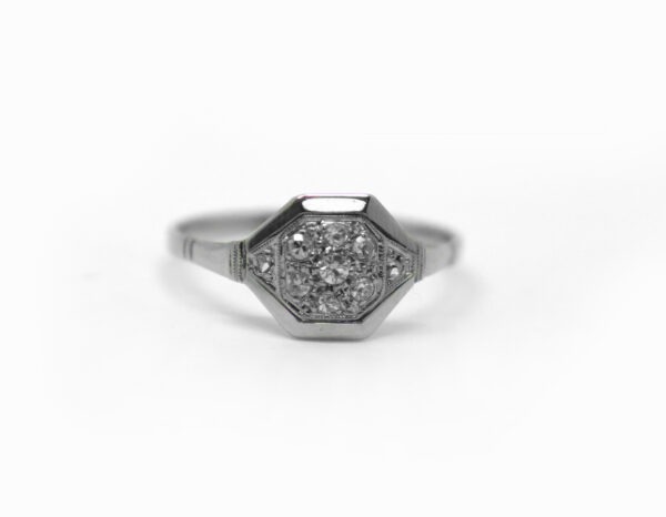 <b>Bague octogonale </b><br><i>or blanc et diamants</i> – Image 2