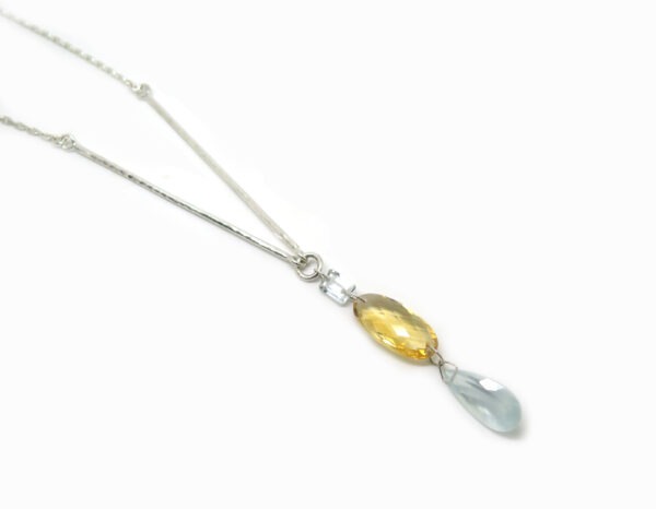 <b>Collier long </b><br><i>Argent, citrine et Aigue marine</i>