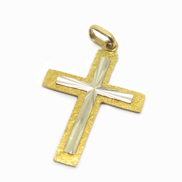 <b>Croix texturée </b><br><i>Or jaune et or blanc</i>