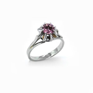solitaire en tourmaline rose