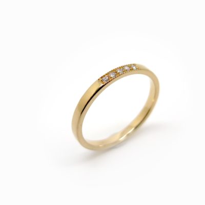 Alliance rectangle or rose et diamants