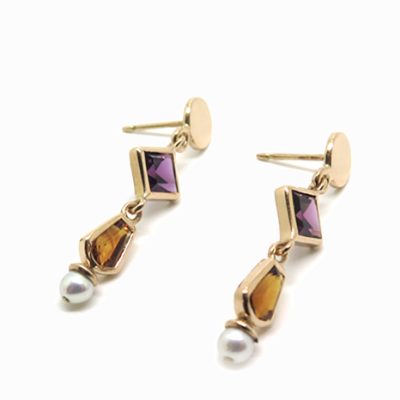 Pendants d'oreilles en or rose