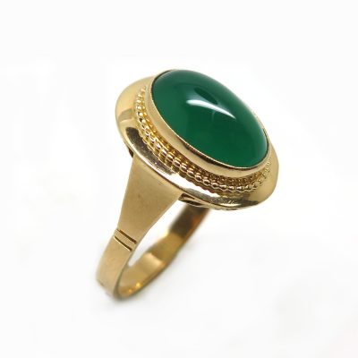 Bague Cabochon de calcédoine verte