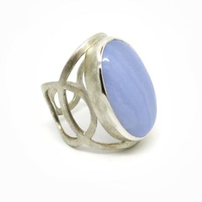 Argent et agate bleue