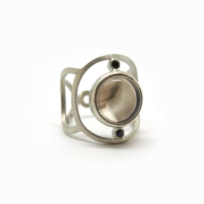 Bijou création quartz fumé et spinelles