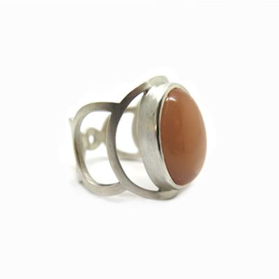 Bague pierre de lune orange