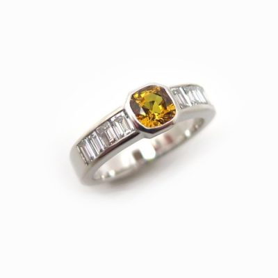 Bague saphir jaune sur mesure