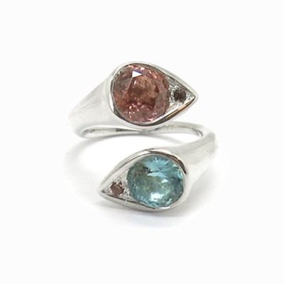 Bague toi et moi en argent sur mesure