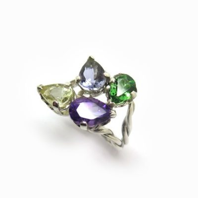 bague pierres de couleur créateur sur mesure