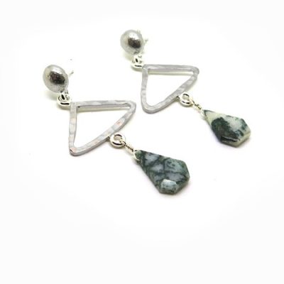 Boucles d'oreilles de createur argent et pierres