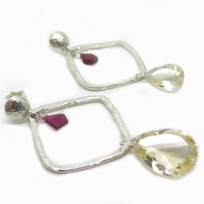 Boucles d'oreilles en Citrine et en tourmaline rose