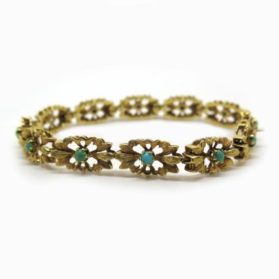 Bracelet en or jaune et turquoises