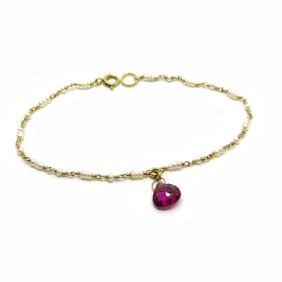 Bracelet fin en or jaune et perles