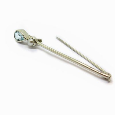 Broche sur mesure argent et aigue marine