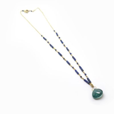 Collier or et tourmaline bleue