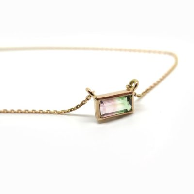 Collier tourmaline melon d'eau rectangle