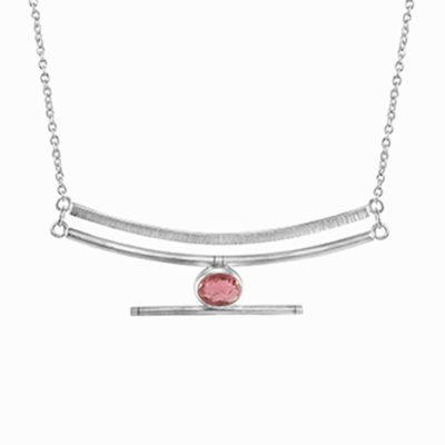 Argent et tourmaline rose