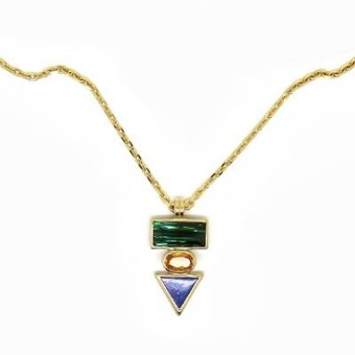 Collier luxe or jaune et vraies pierres