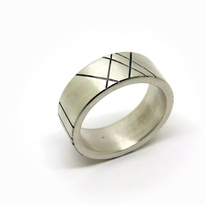 Alliance large en argent pour homme
