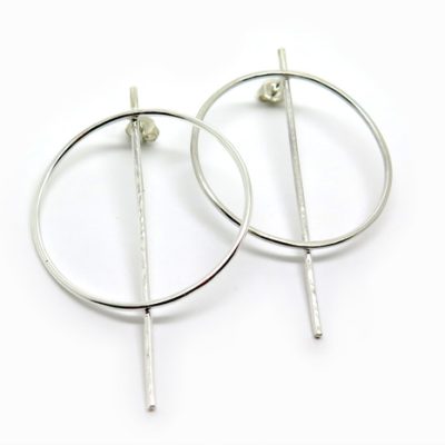 creoles barrees en argent martele