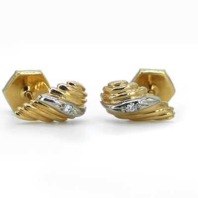 Puces d'oreilles Gouttes - Or jaune et diamants photo