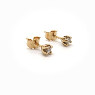 Puces d'oreilles or rose et diamants