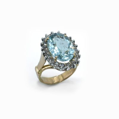 bague pompadour en aigue marine et or rose 18 carat image