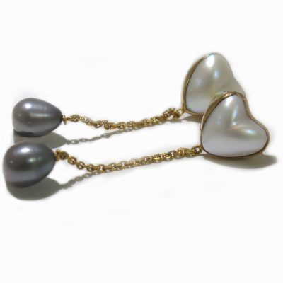 boucle d'oreilles en or et perles de nacres