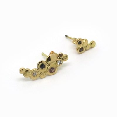 boucles d'oreilles or jaune et pierres