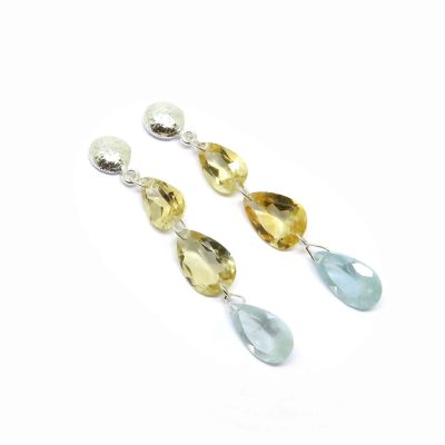 boucles d'oreilles citrines aigue marine