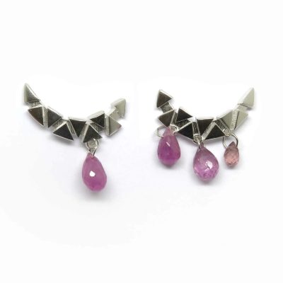 boucles d'oreilles saphirs roses