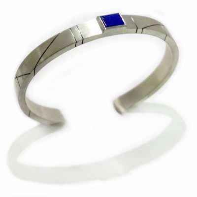 bracelet jonc en argent et lapis