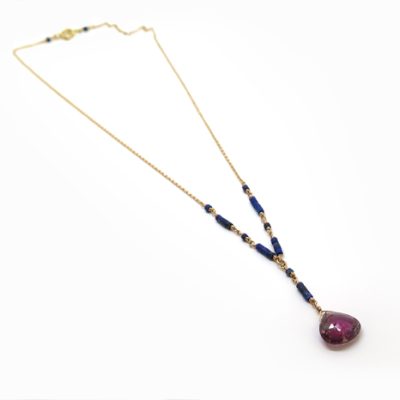 Chapelet en lapis lazuli et tourmaline rose
