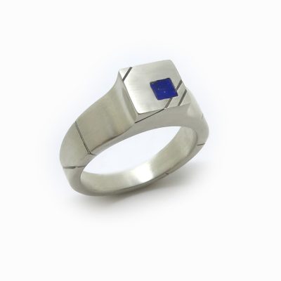 chevalière carrée lapis lazuli