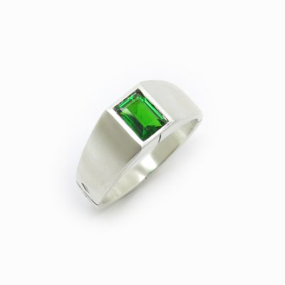 Chevalière sur mesure argent et tourmaline
