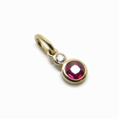 Pendentif sur mesure or jaune rubis et diamant